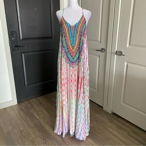La Moda Clothing Resortwear Multicolored Kaftan Maxi Dress Size S/M